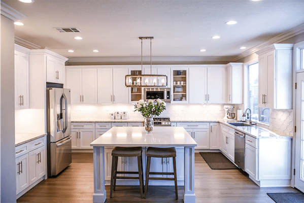 Sparkling clean kitchen with spotless countertops and stove